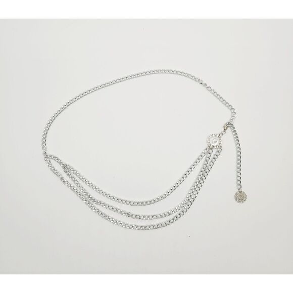 Retro Y2K Coin Belt 15-36" Layered 3 Strand Front Chain Cameo Coin Dangle Chic - Picture 7 of 12